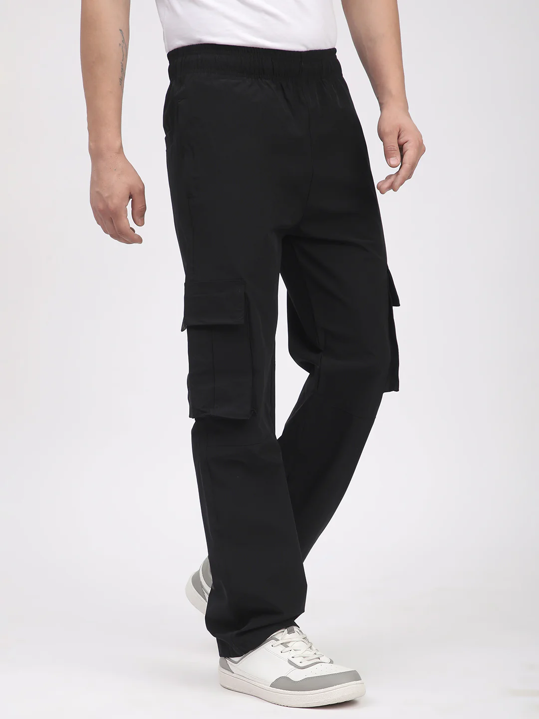 Straight Fit Cargo Pants For Men. (Black) - Image 3