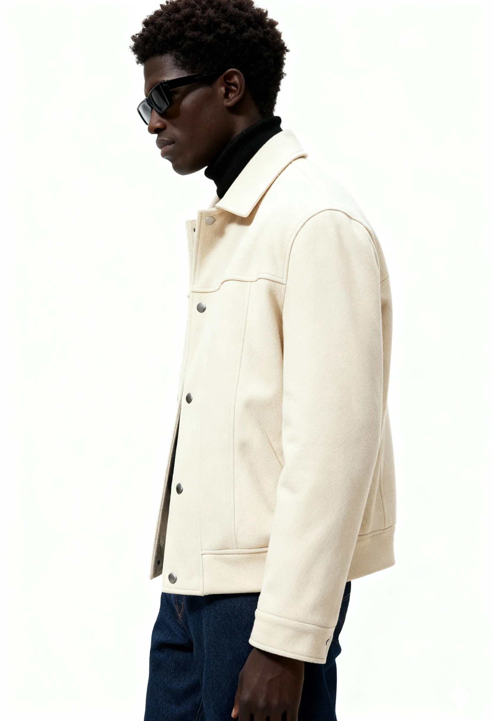 Suede Snap Jacket (Off-White) - Image 4