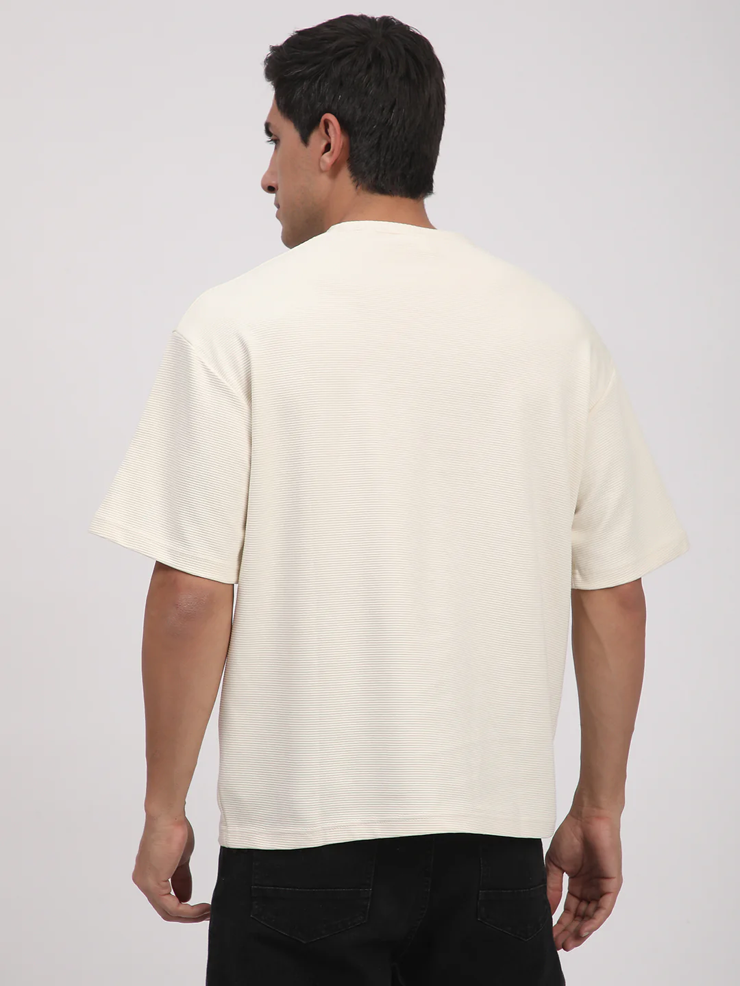 Textured Knit T-Shirt for Men. (Off-White) - Image 5