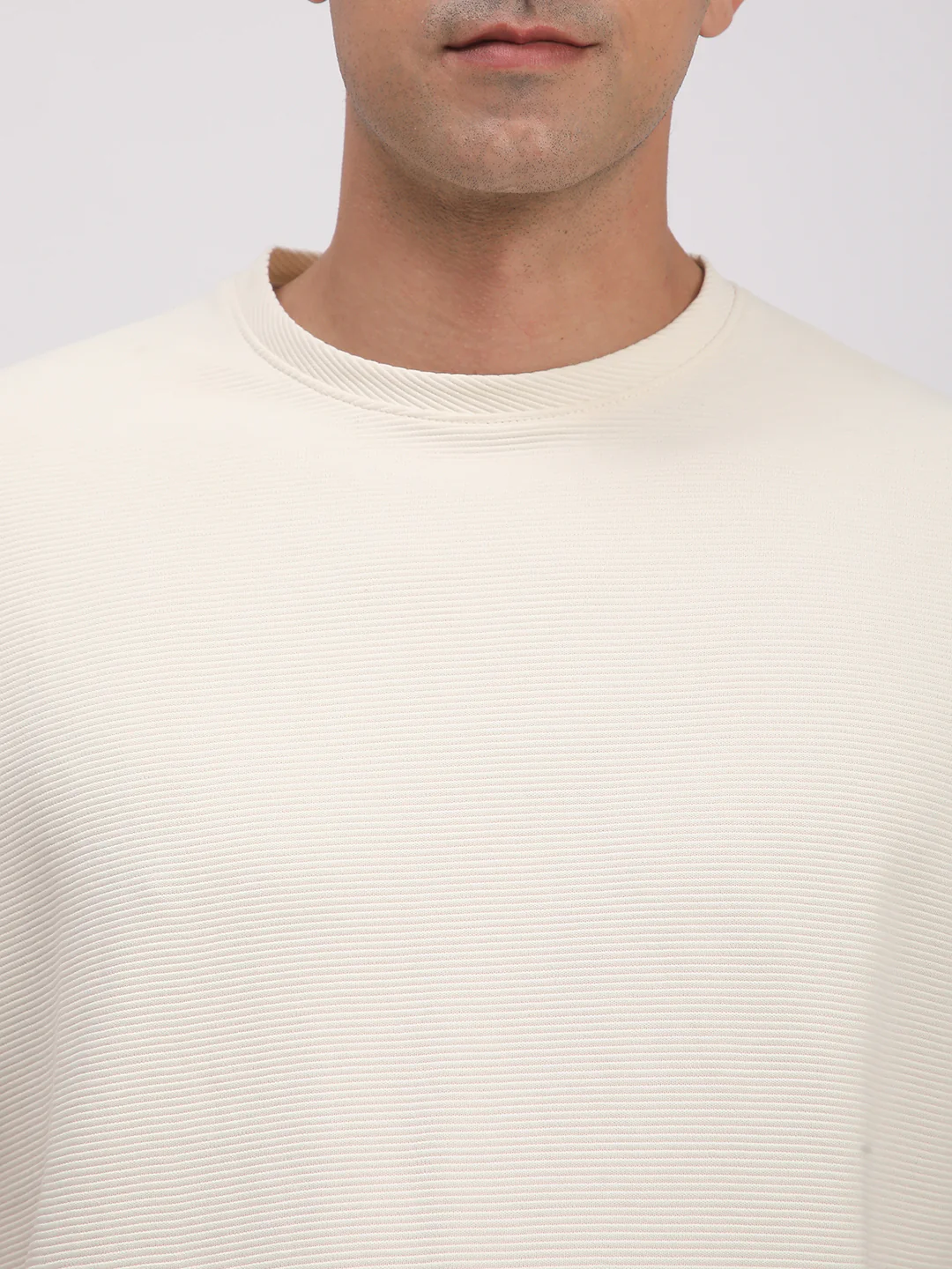 Textured Knit T-Shirt for Men. (Off-White) - Image 6