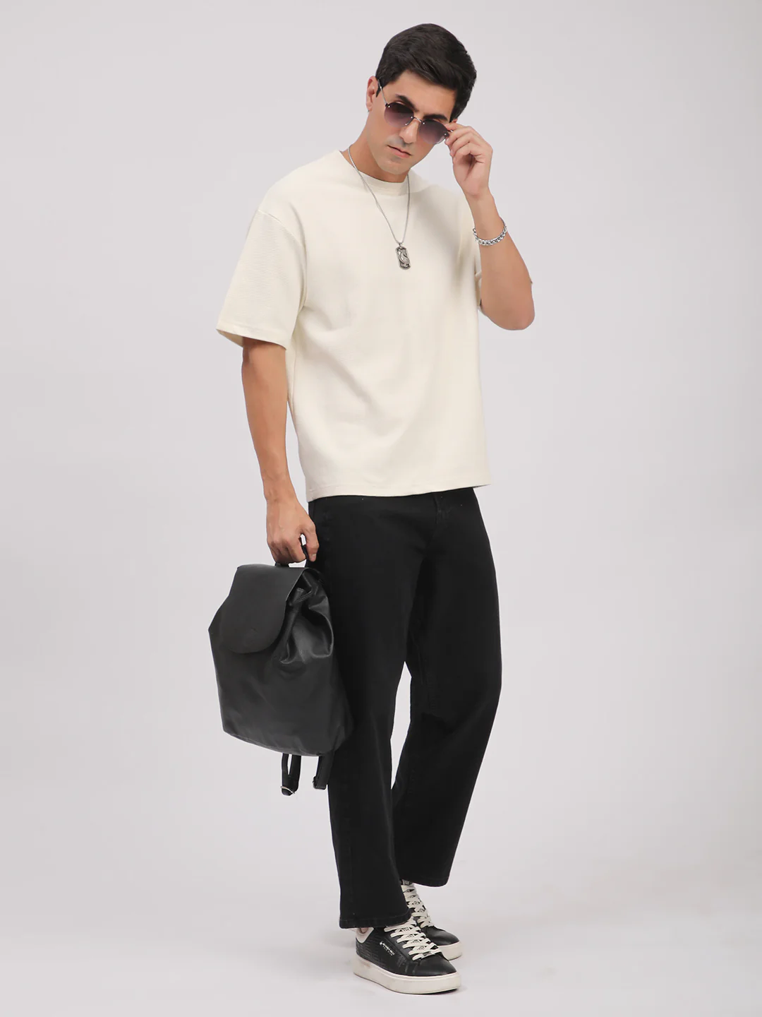 Textured Knit T-Shirt for Men. (Off-White) - Image 8