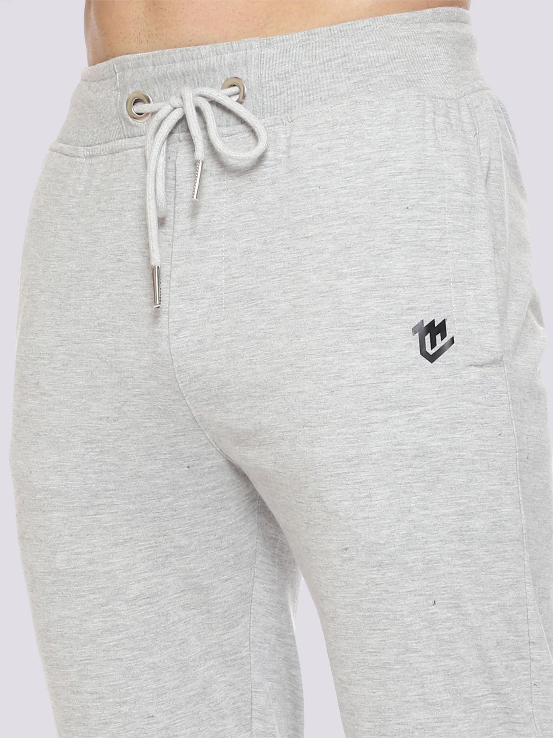 Grey Front Stripe Cotton Track Pant for Men - Image 5