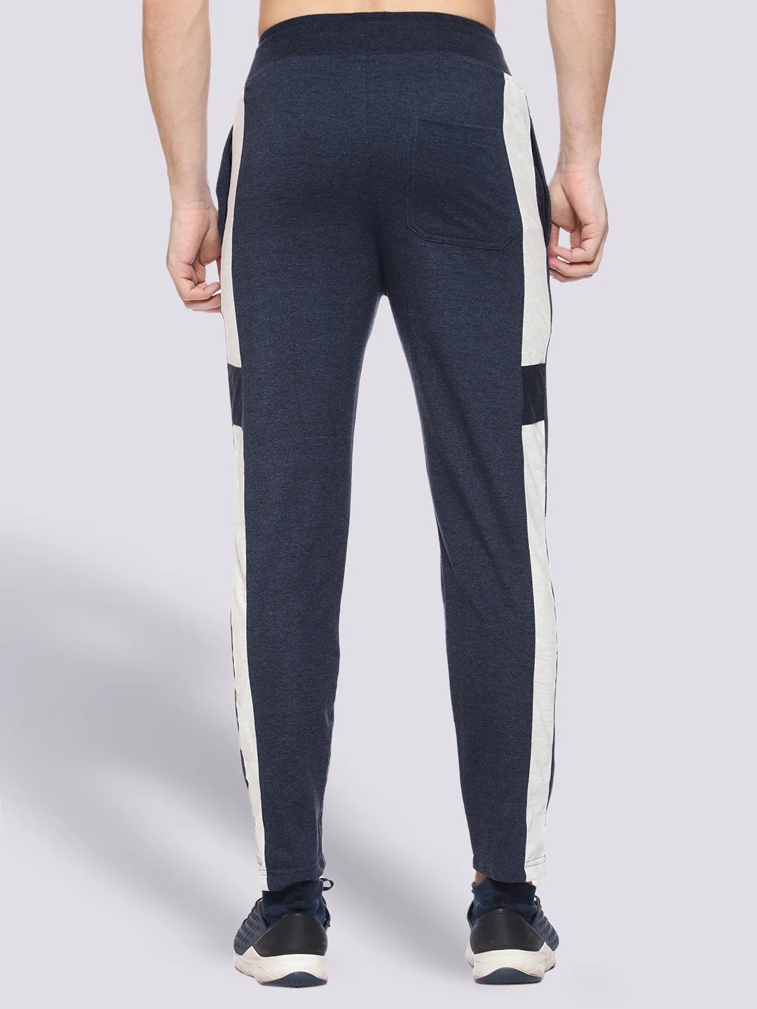 Melange Blue Side Stripe Cotton Track Pant for Men - Image 4