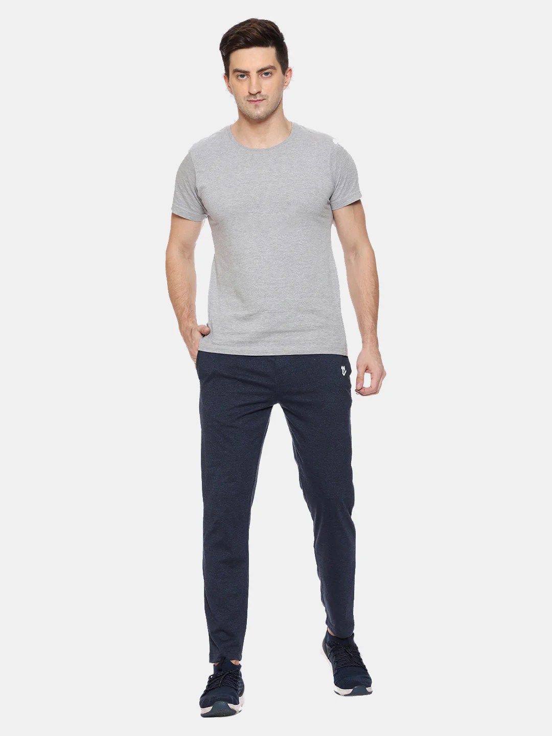 Melange Blue Side Stripe Cotton Track Pant for Men - Image 6