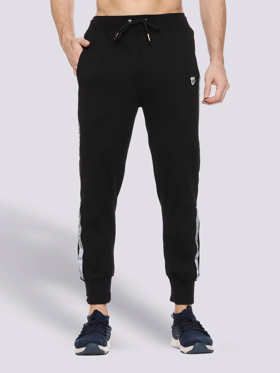 Reflective Cotton Track Pant For Men (Black) - Image 3