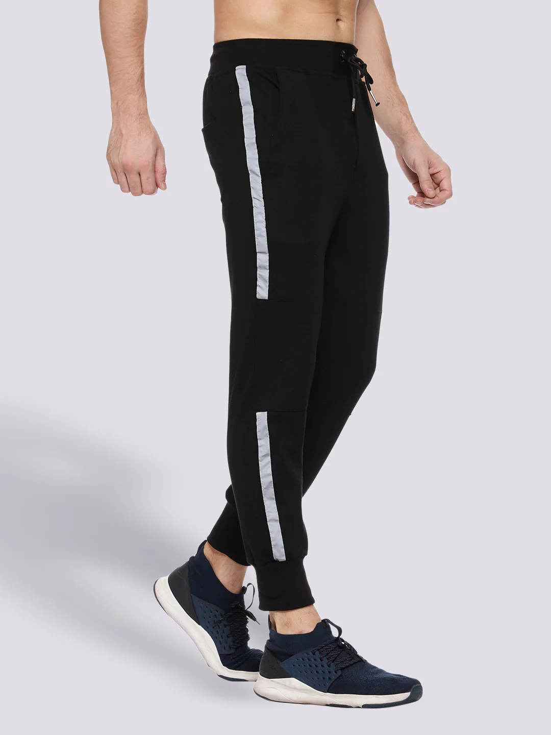 Reflective Cotton Track Pant For Men (Black) - Image 4