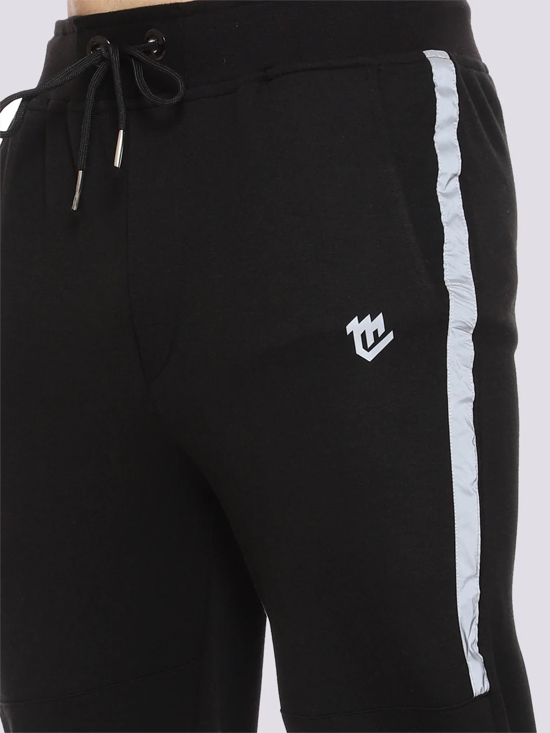 Reflective Cotton Track Pant For Men (Black) - Image 6