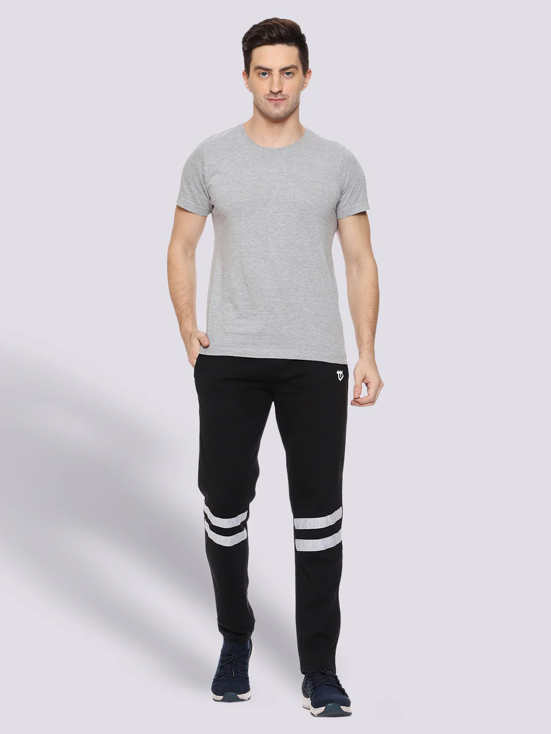 Striped Cotton Black Track Pant for Men. - Image 6