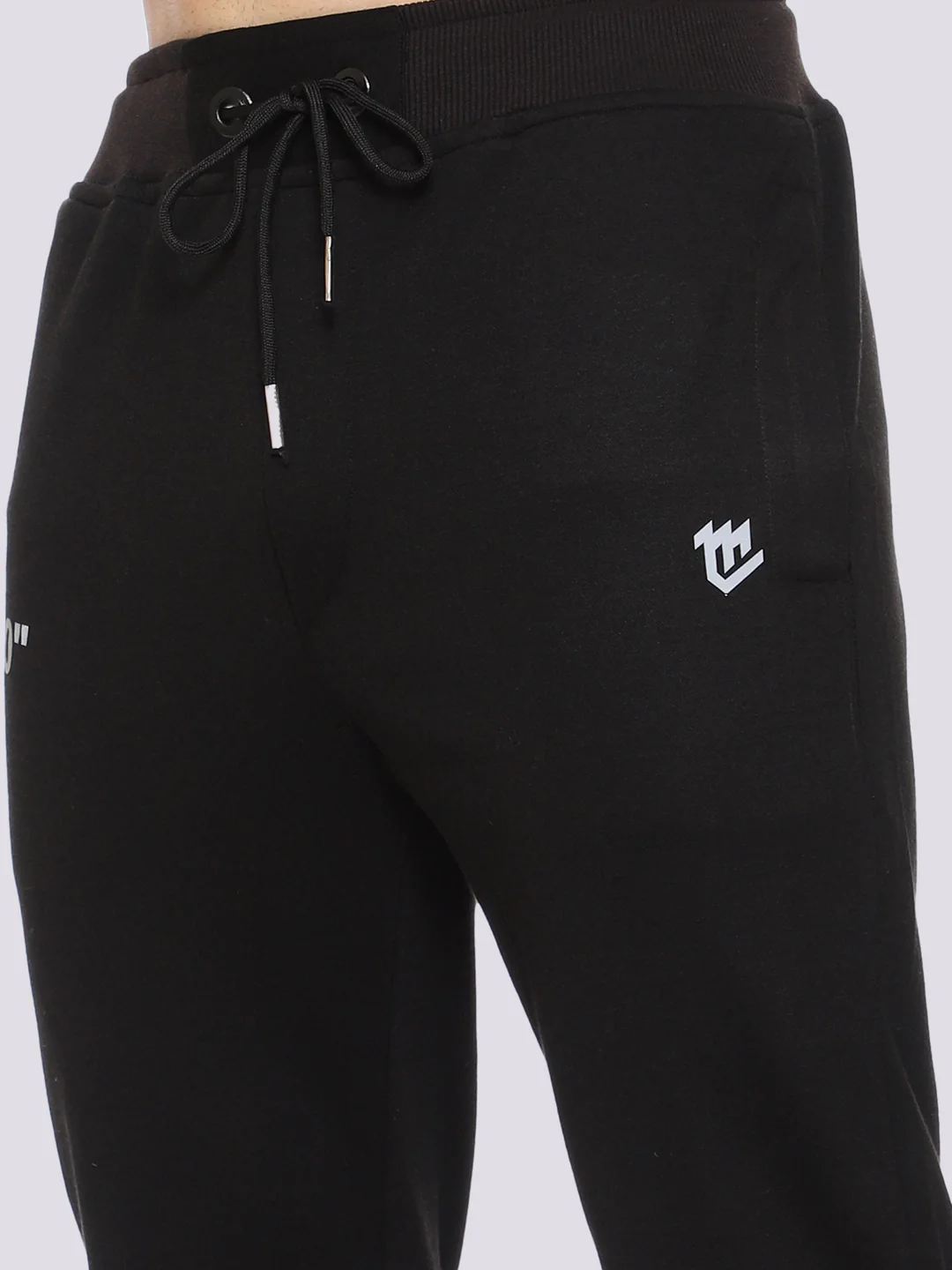 Black Reflective Cotton Track Pant For Men - Image 5