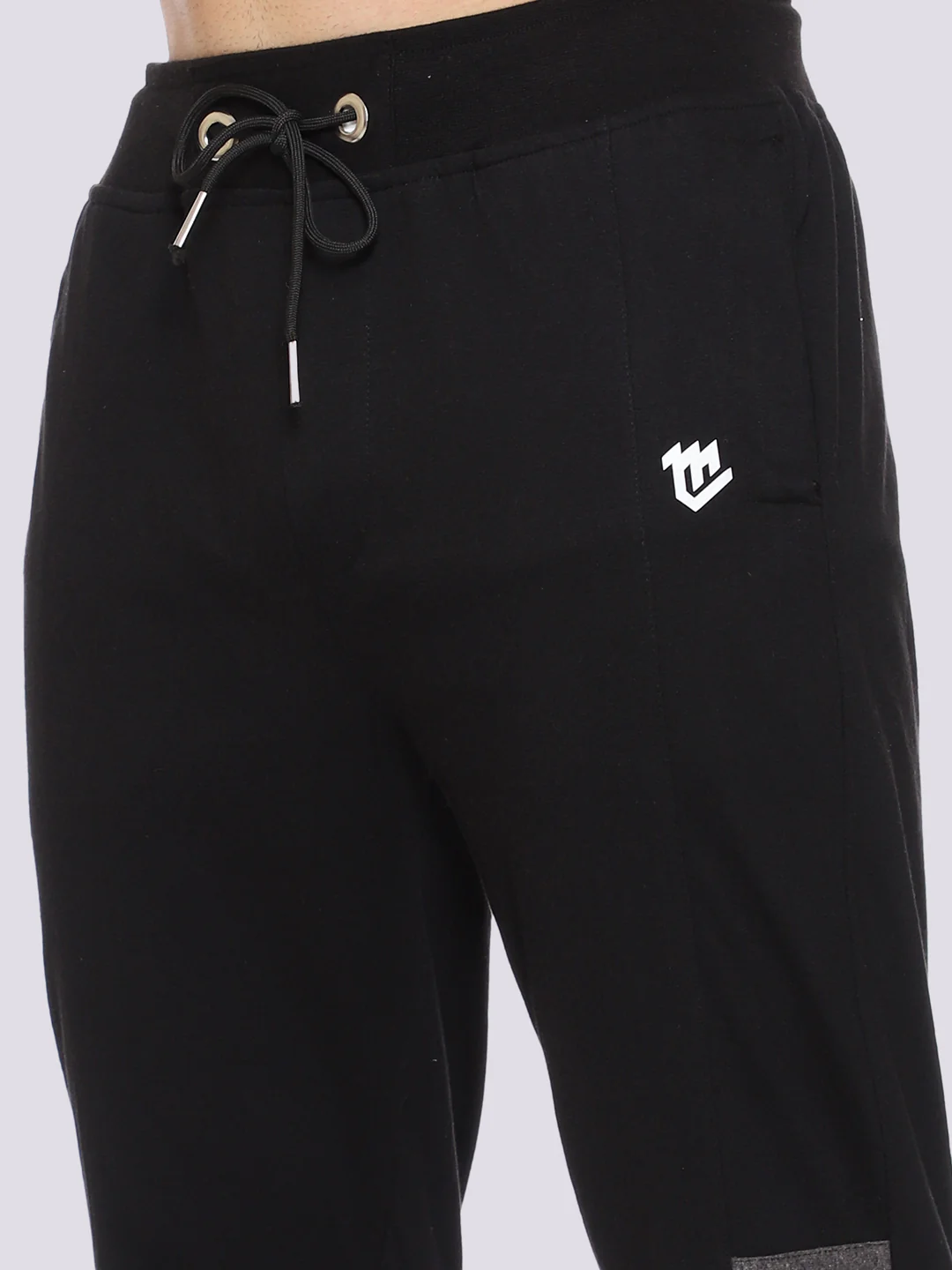 Black Cotton Track Pant For Men - Image 5