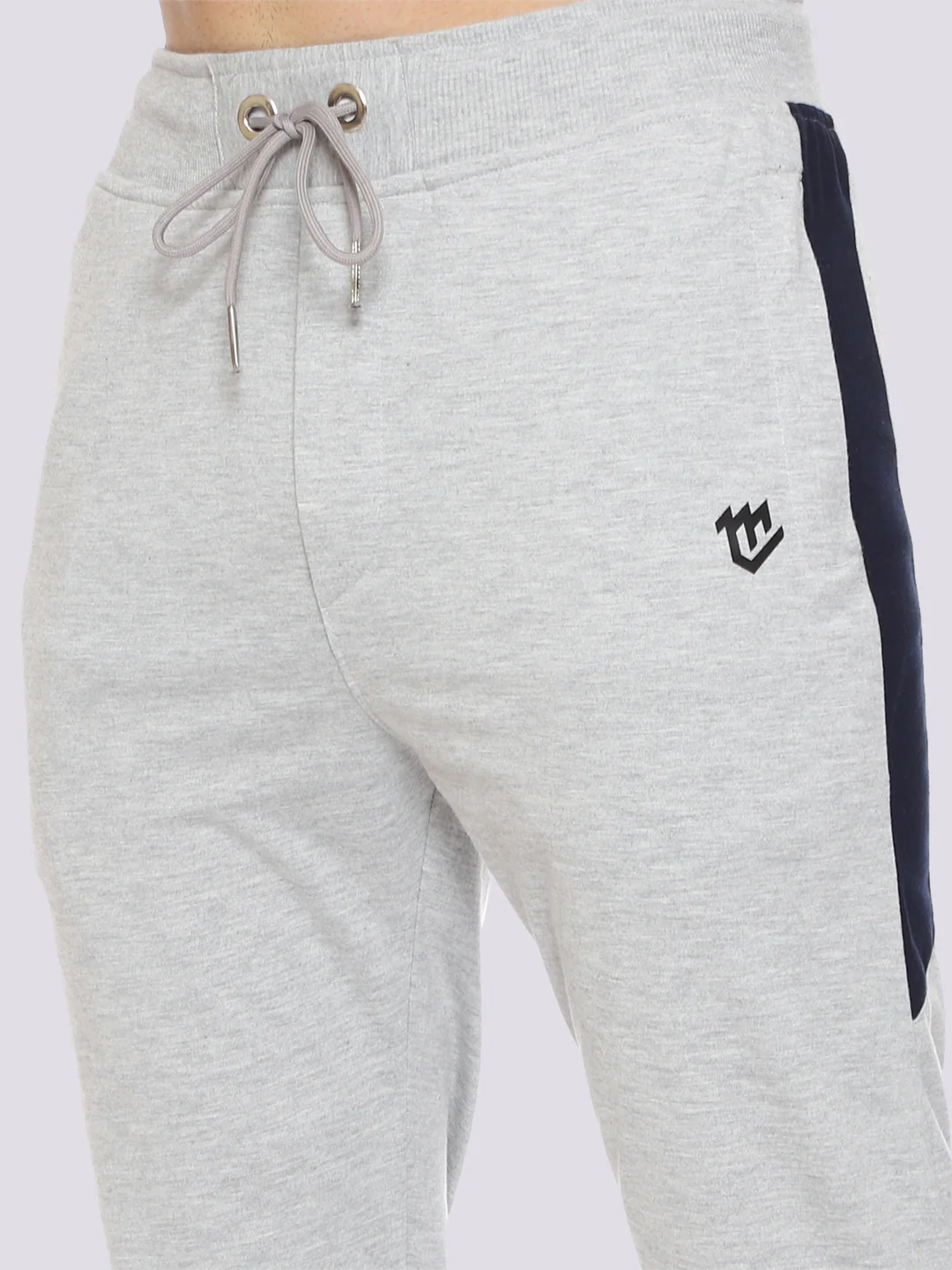Grey Color-Blocked Cotton Track Pant for Men. - Image 5