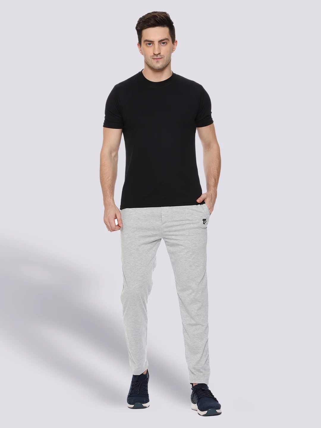 Grey Color-Blocked Cotton Track Pant for Men. - Image 6
