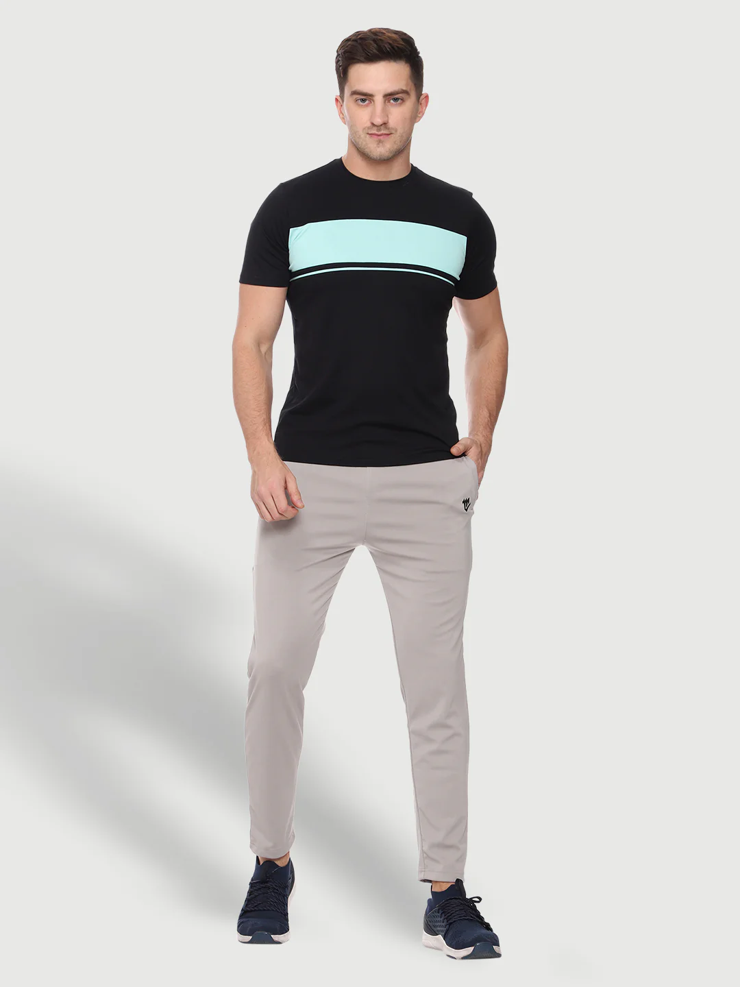 Rapid Dry Grey Color Blocked Track Pant for Men - Image 6