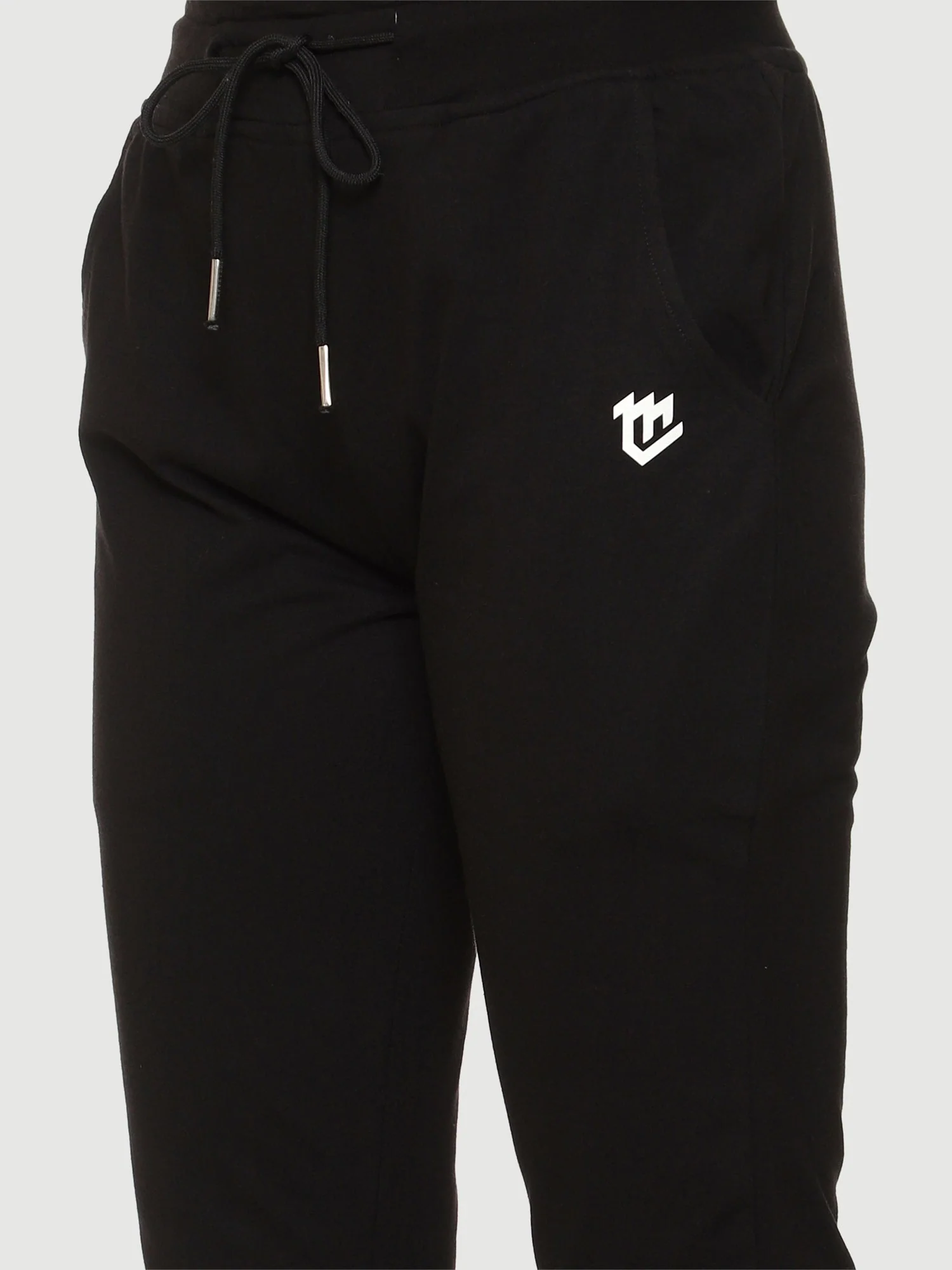 Black Elastic Bottom Cotton Track Pant For Women - Image 5