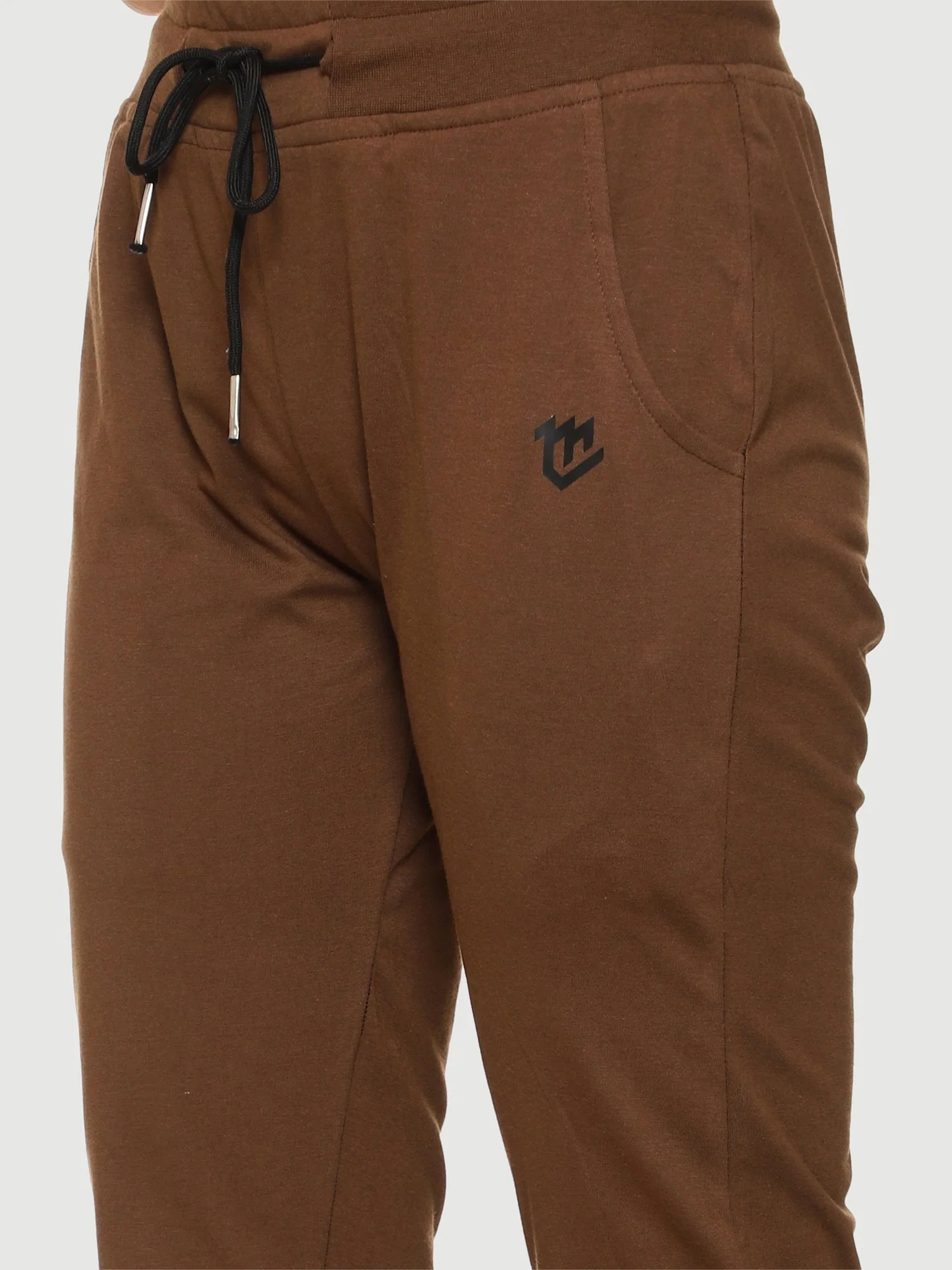 Brown Elastic Bottom Cotton Track Pant For Women - Image 5