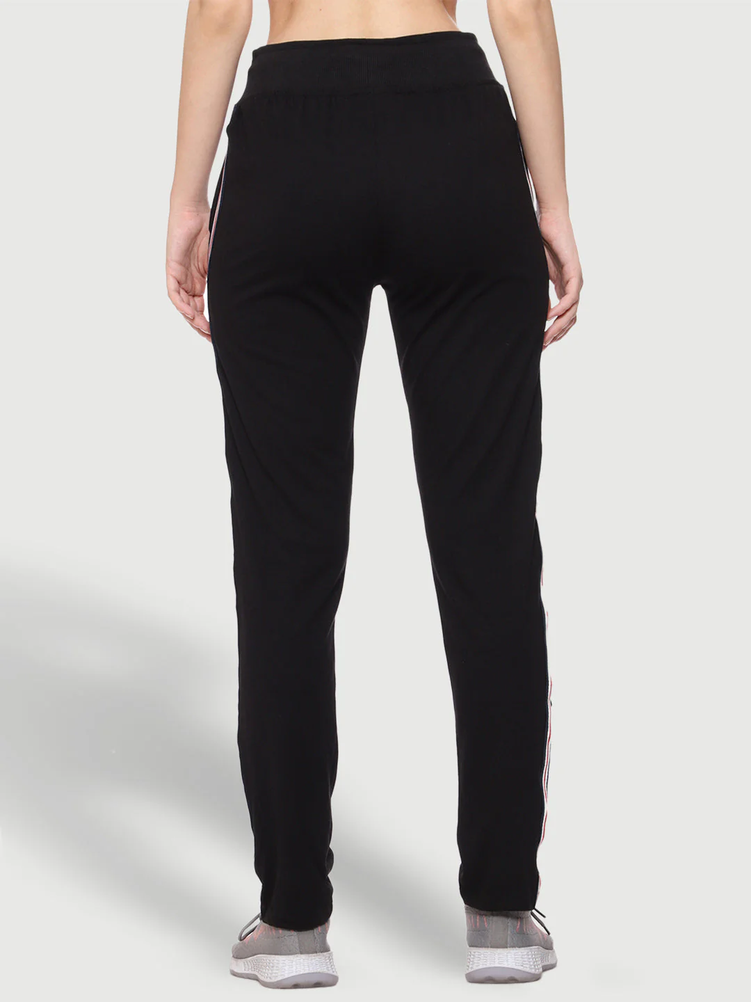 Colorful Side Stripe Black Cotton Track Pant For Women - Image 5