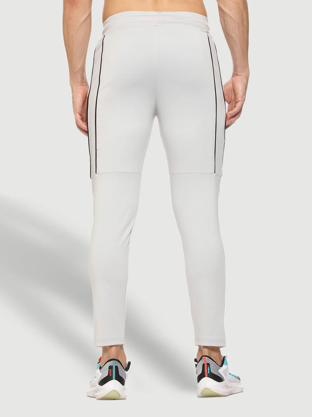 Rapid Dry Grey Solid Stripe Track Pant for Men - Image 4