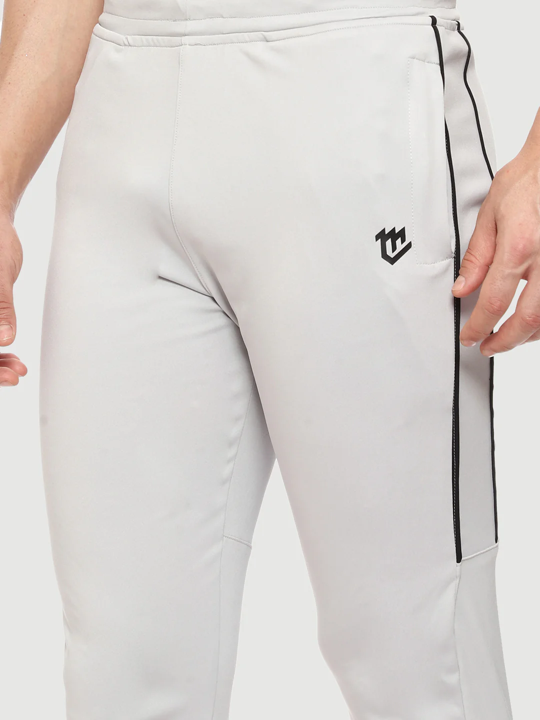 Rapid Dry Grey Solid Stripe Track Pant for Men - Image 5