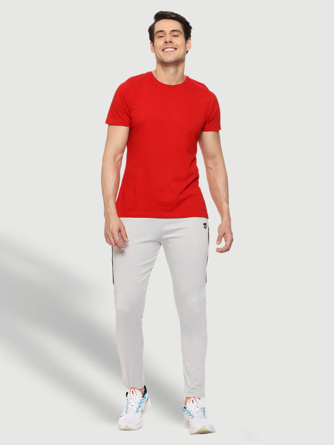 Rapid Dry Grey Solid Stripe Track Pant for Men - Image 6