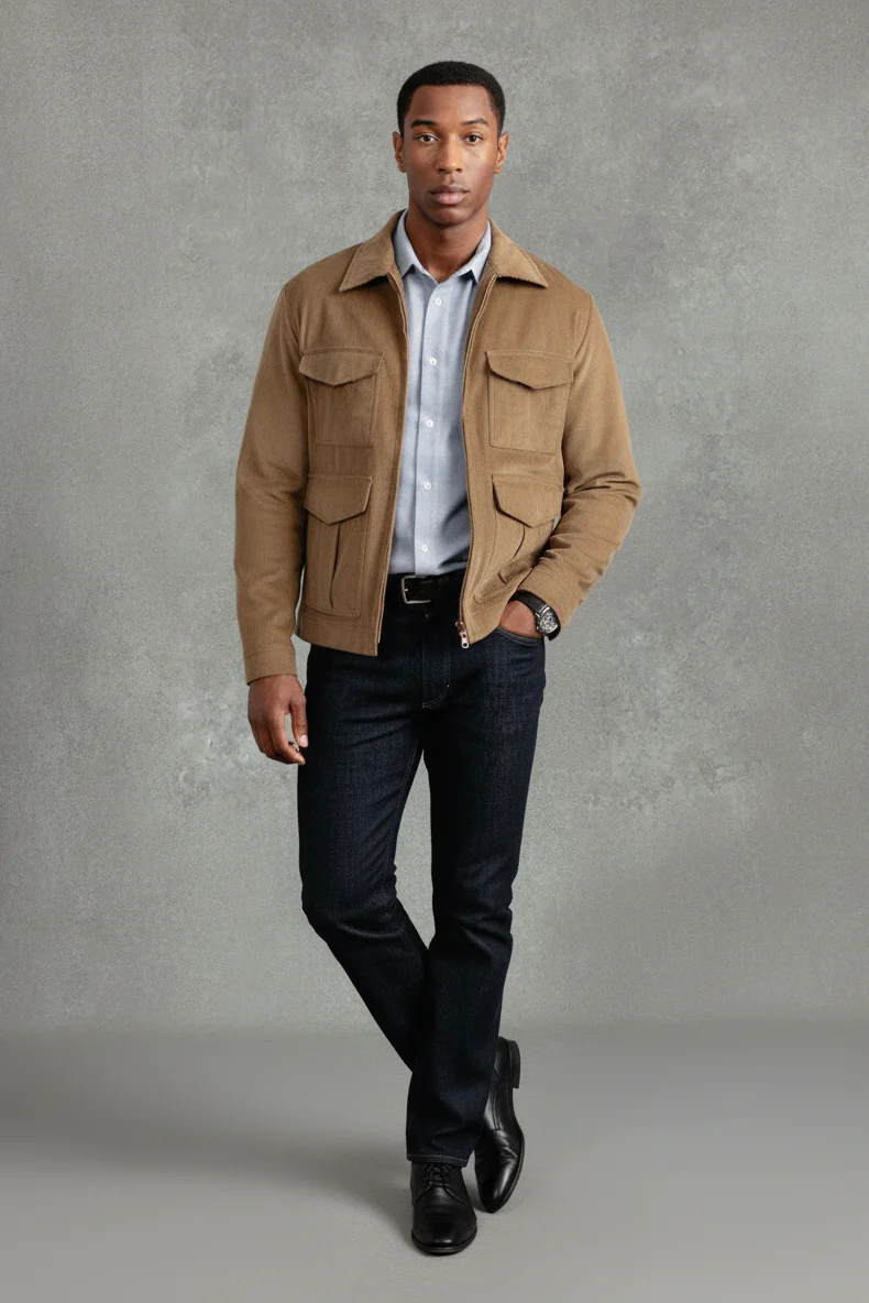 Corduroy Cargo Jacket for Men - Image 3