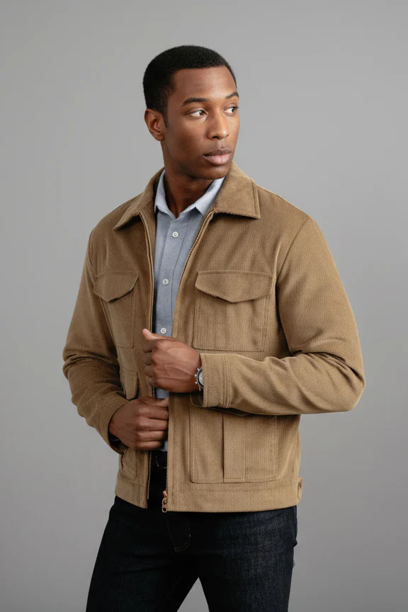 Corduroy Cargo Jacket for Men - Image 5